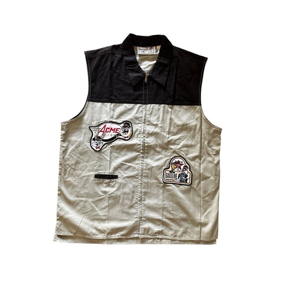 Looney Tunes Acme Garage VTG Embroidered Full Zip Shirt/Vest Taz Bugs Tweety LG - Picture 1 of 11